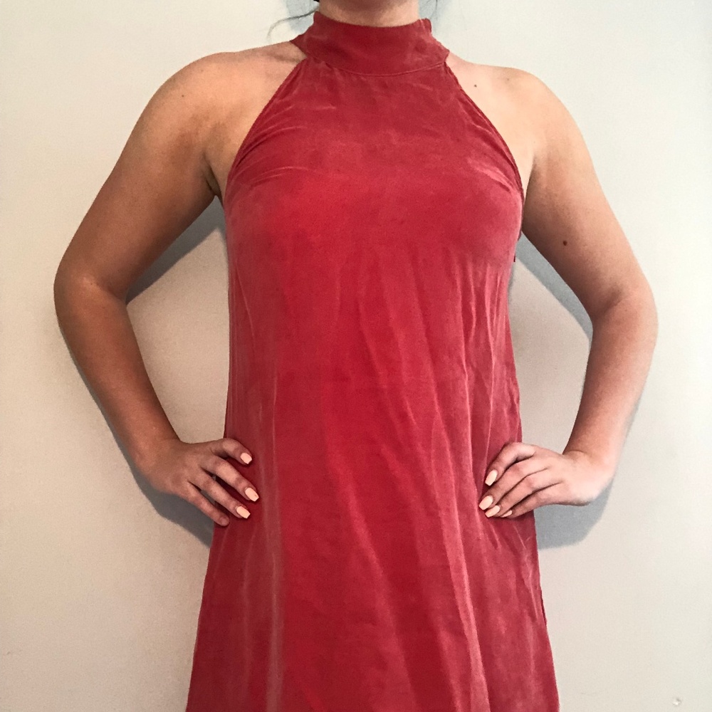 little red halter neck dress